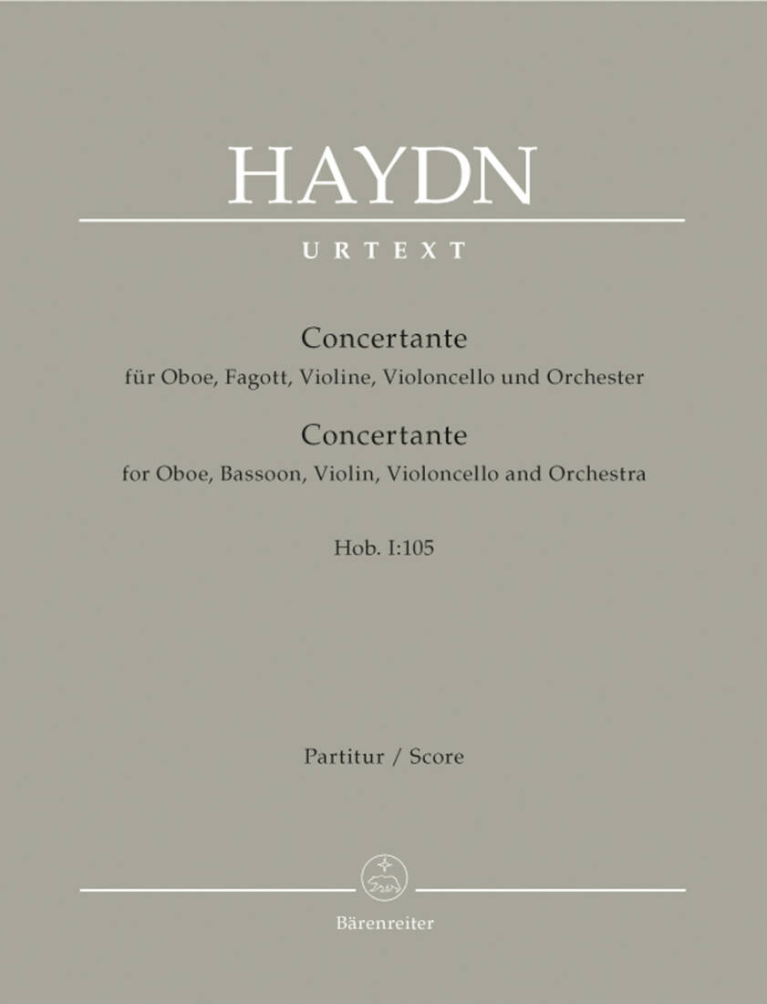 Concertante fur Oboe, Fagott, Violone, Violoncello und Orchester Hob. I:105 - Haydn - Score, Urtext Edition