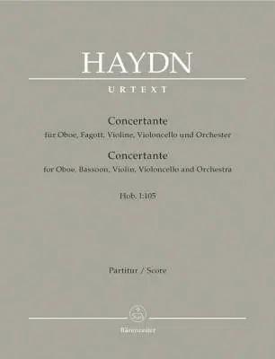 Baerenreiter Verlag - Concertante fur Oboe, Fagott, Violone, Violoncello und Orchester Hob. I:105 - Haydn - Score, Urtext Edition