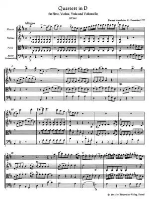 Quartets for Flute, Violin, Viola and Violoncello - Mozart - Study Score, Urtext Edition, Anthology - Flute, String Instruments