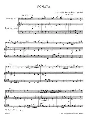 Sonata for Violoncello and Basso Continuo in G Major - Bach - Performance Score, Set of Parts - Violoncello, Basso Continuo