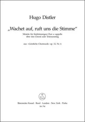 Baerenreiter Verlag - Wachet Auf, Ruft Uns die Stimme fur Funfstimmigen Chor a Cappella No. 6 - Distler - Choral Score