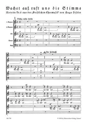 Wachet Auf, Ruft Uns die Stimme fur Funfstimmigen Chor a Cappella No. 6 - Distler - Choral Score