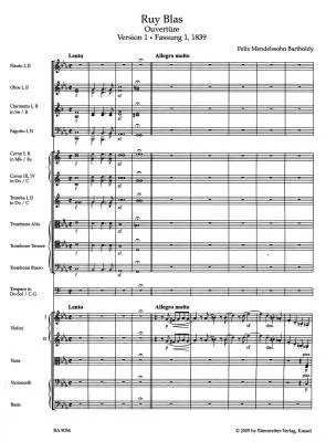 Ruy Blas - Mendelssohn Bartholdy - Score, Urtext Edition