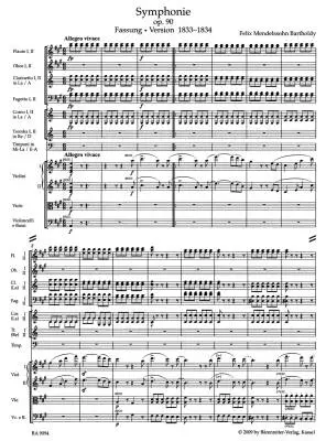 Symphony in a Major Op. 90 \'\'Italian\'\' (1833-1834) - Mendelssohn Bartholdy - Score, Urtext Edition - Orchestra