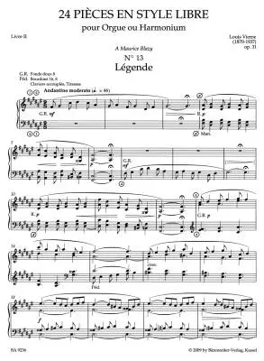 Pieces en Style Libre en Deux Livres, Livre II Op. 31 (1914) - Vierne - Performance Score, Urtext Edition - Organ