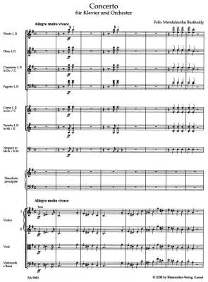 Concerto for Piano and Orchestra in E Minor - Mendelssohn Bartholdy - Score - Piano, Orchestra