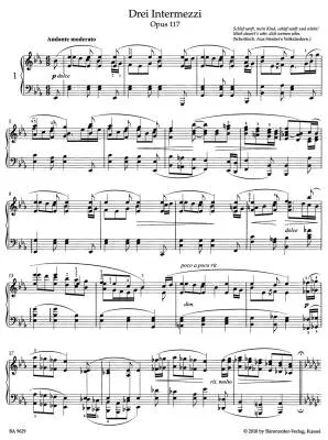 Three Intermezzi Op. 117 - Brahms - Performance Score, Urtext Edition - Piano