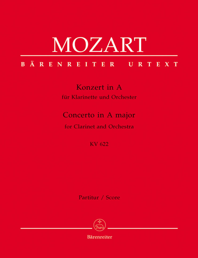 Concerto for Clarinet and Orchestra in a Major K. 622 - Mozart - Score, Urtext Edition - Clarinet, Orchestra