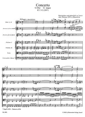 Concerto for Flute and Orchestra in G Major K. 313 (285c) - Mozart - Score, Urtext Edition