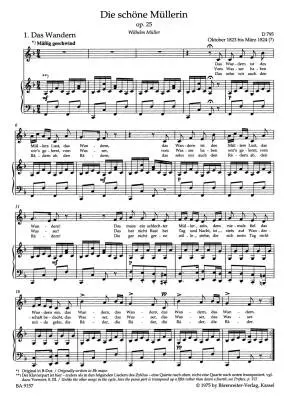 Die Schone Mullerin Low Voice Op. 25 D 795 - Schubert - Singing Score, Urtext Edition - Low Voice, Piano