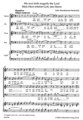 My Soul Doth Magnify the Lord Op. 69 - Mendelssohn Bartholdy - Choral Score, Urtext Edition - Choir