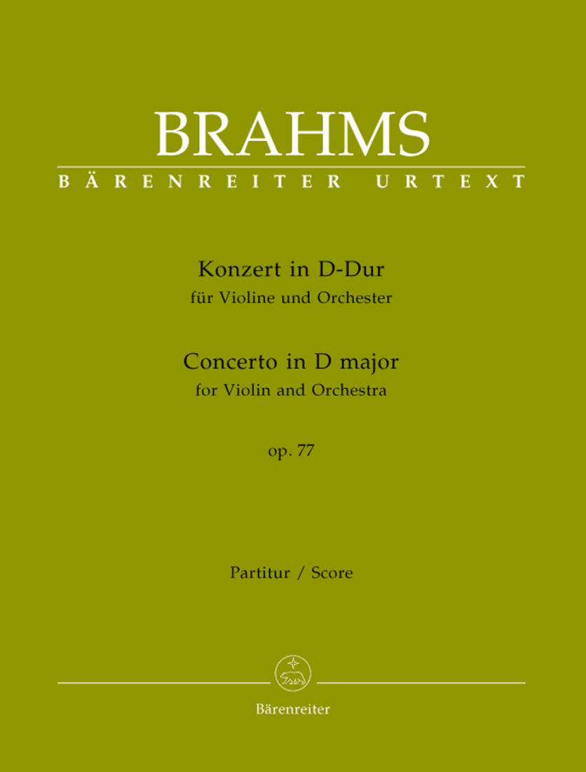 Concerto for Violin and Orchestra in D Major Op. 77 - Brahms - Score, Urtext Edition - Violin, Orchestra