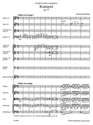 Concerto for Violin and Orchestra in D Major Op. 77 - Brahms - Score, Urtext Edition - Violin, Orchestra