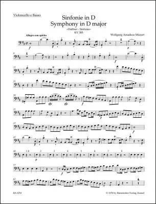 Baerenreiter Verlag - Symphony No. 35 in D Major K. 385 Haffner Symphony - Mozart - Cello/Double Bass Part, Urtext Edition