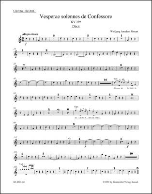 Vesperae Solennes de Confessore K. 339 - Mozart - Wind Set, Urtext Edition