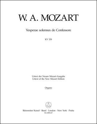 Vesperae Solennes de Confessore K. 339 - Mozart - Organ Part, Urtext Edition