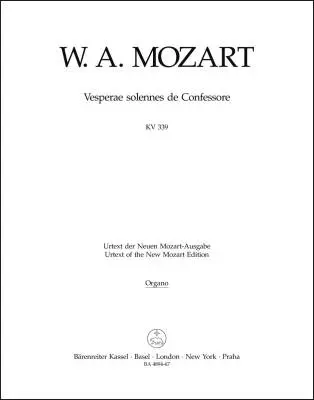 Vesperae Solennes de Confessore K. 339 - Mozart - Organ Part, Urtext Edition