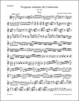 Vesperae Solennes de Confessore K. 339 - Mozart - Violin II Part, Urtext Edition