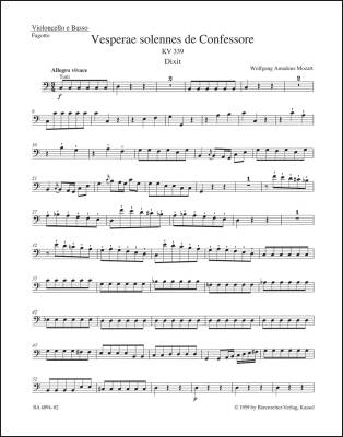 Vesperae Solennes de Confessore K. 339 - Mozart - Cello/Double Bass/Bassoon Part, Urtext Edition