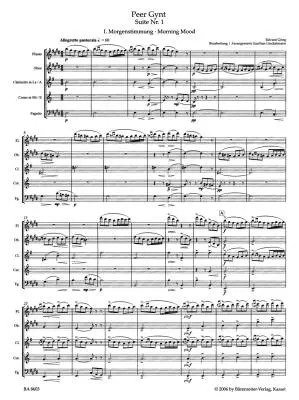 Peer Gynt Suite for Woodwind Quintet No. 1 Op. 46 - Grieg - Score, Set of Parts - Woodwinds