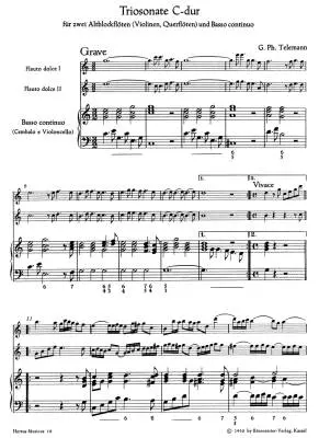 Triosonate fur Zwei Altblockfloten (Violinen, Querfloten) und Basso Continuo C-dur - Telemann - Performance Score, Part - Recorder, Basso Continuo