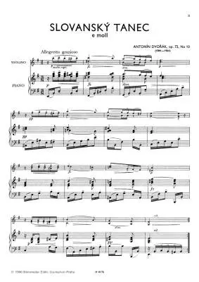 Slawischer Tanz No. 10 E-moll Op. 72 - Dvorak - Performance Score, Part - Violin, Piano