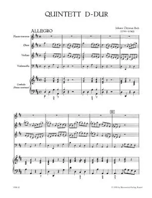 Quintett fur Querflote, Oboe, Violine, Violoncello und Obligates Cembalo D-dur - Bach - Performance Score, Set of Parts