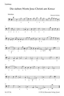 Die Sieben Worte Jesu Christi am Kreuz SWV 478 - Schutz - Basso Continuo Part, Urtext Edition