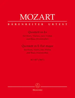 Baerenreiter Verlag - Quintet for Horn, Violin, Two Violas and Bass (Violoncello) in E-flat Major K. 407 (386c) - Mozart - Set of Parts, Urtext Edition
