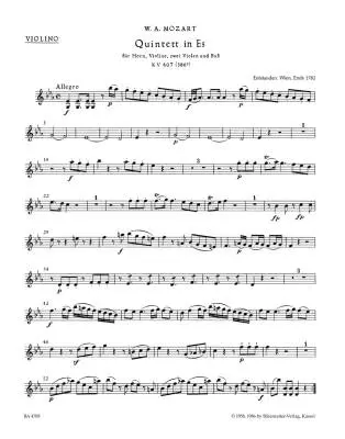 Quintet for Horn, Violin, Two Violas and Bass (Violoncello) in E-flat Major K. 407 (386c) - Mozart - Set of Parts, Urtext Edition