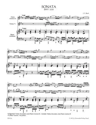 Trio Sonata for Flute, Violin (or Two Flutes) and Basso Continuo in G Major BWV 1038 - Bach - Performance Score, Set of Parts