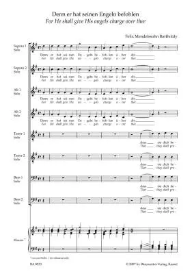 For He Shall Give His Angels Charge for Eight Voices a Cappella - Mendelssohn Bartholdy - Score, Urtext Edition