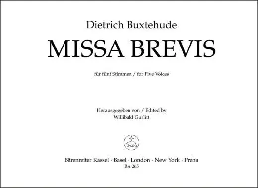Baerenreiter Verlag - Missa Brevis for Five Voices - Buxtehude - Choral Score - Choir, Basso Continuo