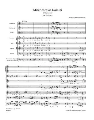 Misericordias Domini K. 222 (205a) - Mozart - Score, Urtext Edition - Choir, Strings, Basso Continuo