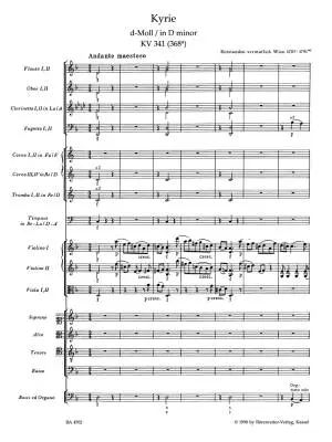 Kyrie in D Minor K. 341 (368a) - Mozart - Score, Urtext Edition