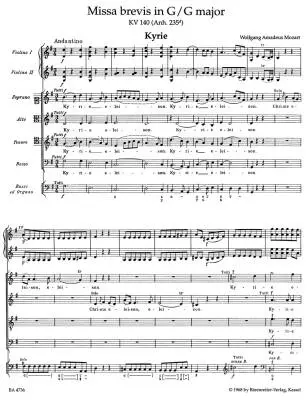 Missa Brevis in G Major K. 140 (235d) - Mozart - Score, Urtext Edition