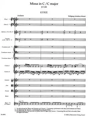 Missa in C Major K. 259 \'\'Organ Solo Mass\'\' - Mozart - Score, Urtext Edition