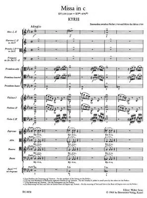 Missa in C Minor K. 139 (47a) \'\'Waisenhaus Mass\'\' - Mozart - Score, Urtext Edition