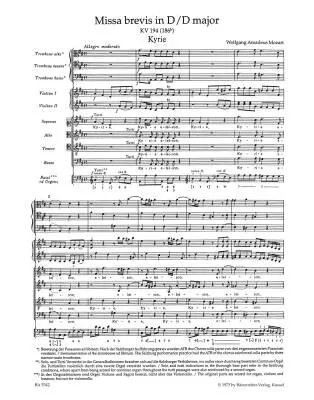 Missa Brevis in D Major K. 194 (186h) - Mozart - Score, Urtext Edition