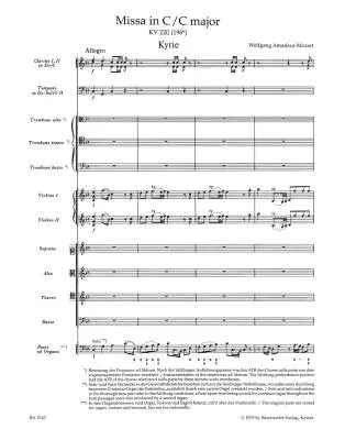 Missa in C Major K. 220 (196b) \'\'Sparrow Mass\'\' - Mozart - Score, Urtext Edition