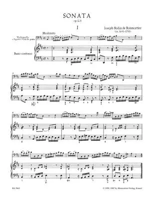 Sonata in D Major Op. L/3 - Boismortier - Cello/Piano - Book