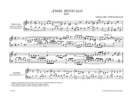 Fiori Musicali 1635 - Frescobaldi - Performance Score, Anthology