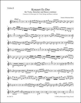 Concerto for Viola, Strings and Basso Continuo in E-flat Major - Bach - Violin II Part, Urtext Edition