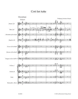 Cosi Fan Tutte KV 588 - Mozart - Score, Urtext Edition - Orchestra
