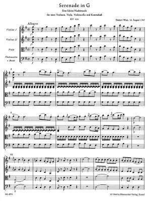 Eine Kleine Nachtmusik for Strings in G Major K. 525 - Mozart - Score, Urtext Edition - Strings