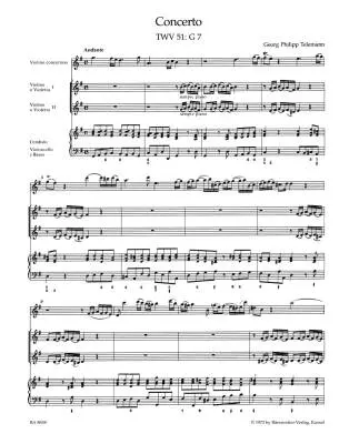 Concerto for Violin and Orchestra in G Major TWV 51:G 7 - Telemann - Score, Urtext Edition - Violin, String Orchestra, Basso Continuo