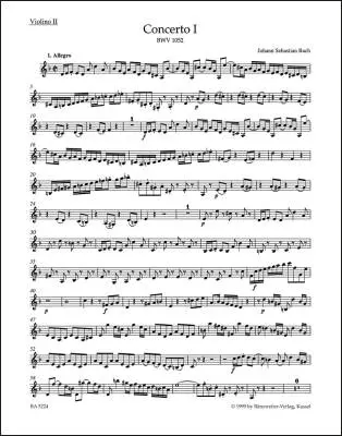 Concerto No. 1 in D Minor BWV 1052 - Bach - Violin II Part, Urtext Edition