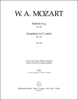 Baerenreiter Verlag - Symphony No. 40 in G Minor K. 550 - Mozart - Viola Part, Urtext Edition