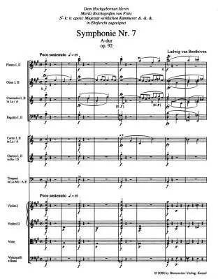Symphony No. 7 in a Major Op. 92 - Beethoven - Study Score, Urtext Edition - Orchestra