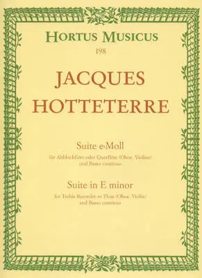 Baerenreiter Verlag - Suite fur Altblockflote oder Querflote (Oboe, Violine) und Basso Continuo E-moll Op. 5/2 - Hotteterre - Performance Score, Set of Parts